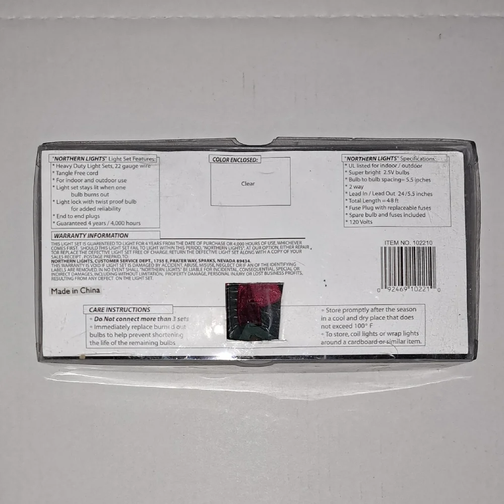 NORTHERN LIGHTS 100 Lights Heavy Duty Decorator Light Set
